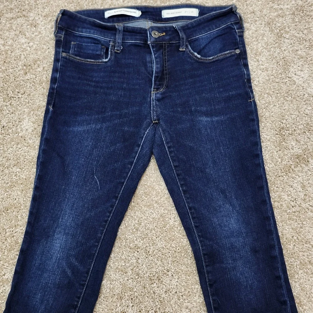 Pilcro Jeans Mid-Rise Skinny Dark Wash Indigo Blue‎ Denim Casual Size 28